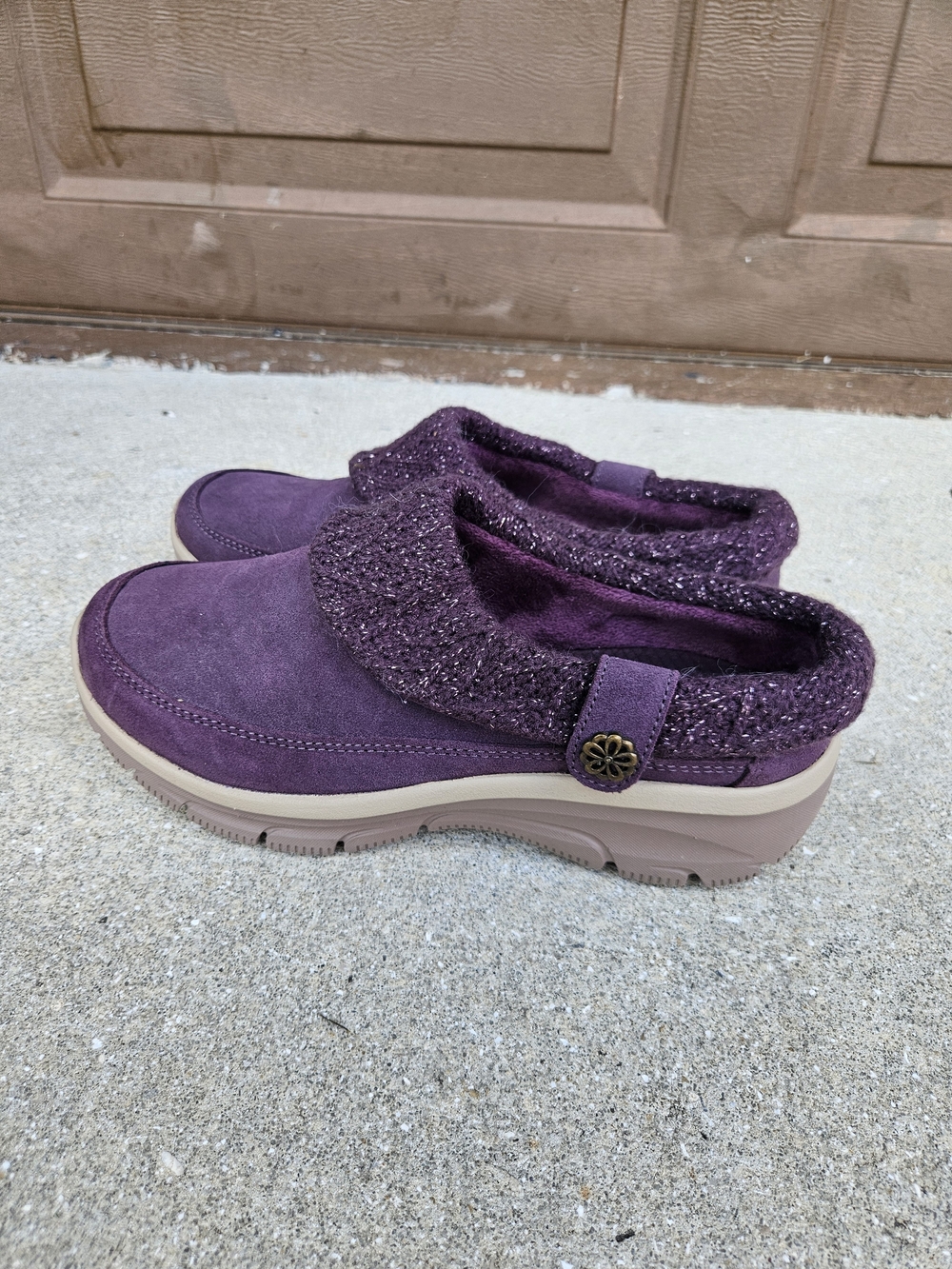 Skechers Shoes Womens Size 9 Wide Purple Relaxed Fit Memory Foam Clog Slippers